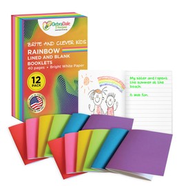 DEBRADALE DESIGNS - Brite & Clever Kid's - 40 Page Blank Booklets - 5-1/2" x 8-1/2" - 12 Pack - Over The Rainbow Assortment - Blank Books for Kids to Write & Draw Stories - Six Bright Colors