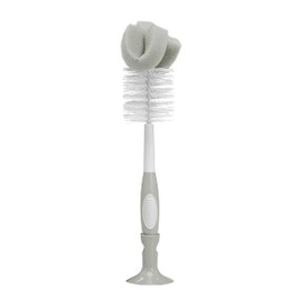 Dr. Brown's Reusable Sponge Baby Bottle Cleaning Brush with Suction Cup Stand, Scrubber and Nipple Cleaner, BPA-Free, Gray, 1-Pack