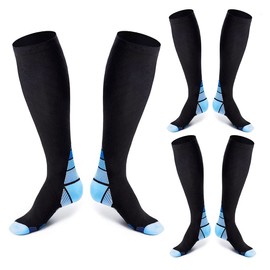 Compression Socks for Men and Women (3 Pairs) 20-30 mmhg Medical Compression Stocking for Swelling, Nurse (Blue, XXL)