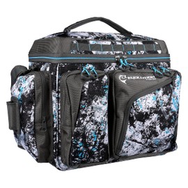 Evolution Fishing Largemouth XL 3700 Tackle Bag - 19" in, Water Camouflage, Outdoor Carry Bag w/ 3 Fishing Trays, Plier Holster, Tackle Box Storage, Extra Large Vertical Tackle Tray Storage