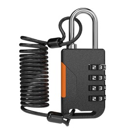 UP Security Ski Lock, 4 Digit Combination Padlock with Retractable Cable (36in/91cm), Combo Cable Lock for Snowboard, Travel Luggage, Suitcases, Backpack, Bike, Fridge Door, Gym Locker (Black)
