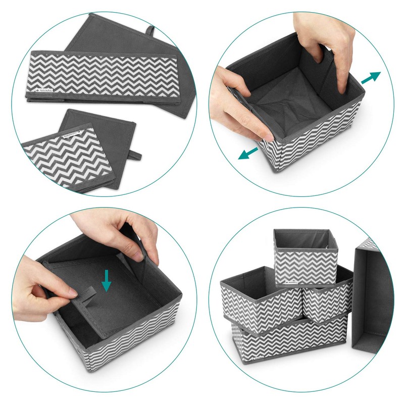 Navaris Storage Boxes Organiser Fabric Boxes – 6 Pieces in