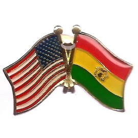 USA American & Bolivia Country Flag Bike Hat Cap lapel Pin