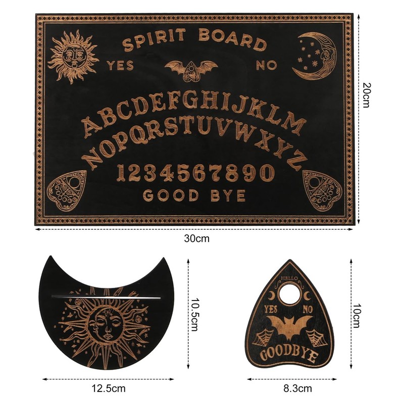 Ieron Ouija Board and Tarot Card Holder Set Wooden Black