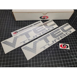 VTEC 12" Fat Blinds Decals (2-Pack) Racing Enfine Stickers fits Honda Civic Si R RSX Select DOHC SOHC or Turbo and Color: (Turbo, Metallic Silver)
