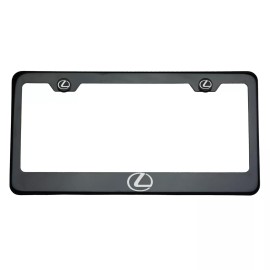 KA Black Chrome Lexus Logo Laser Engraved T304 Stainless Steel License Plate Frame