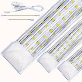 (6-Pack) 8ft LED Shop Light Fixture, 120W 19500LM 6000K, Cold White, U Shape, Clear Cover, Hight Output, Linkable Shop Lights, T8 LED Tube Lights, 8 Foot Ceiling Lights for Garage, Plug&Play