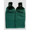 HUNTER GREEN - HANDMADE CROCHET TOP KITCHEN TOWELS - SET