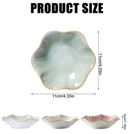 Set of 3 Ceramic Jewellery Bowls: Flower Shape Jewellery Plate, Dressing Table Decoration, Small Jewellery Bowl, Jewellery Tray, Aesthetic Room Decor, Jewellery Bowl Organiser for Bedroom, Dressing