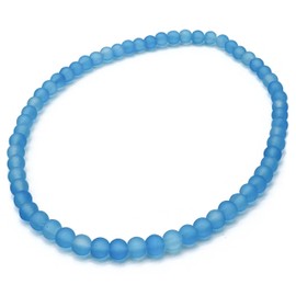Bright Blue Anklet, 4mm Frosted Glass Beads on Elastic : Size Small/Medium 9.5 inches, Casual Summer Boho Beach Jewellery, Handmade Blue Anklet for Women