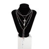 Riymusry 4Pcs/set Colorful Crystal Bead Necklace for Women,Statement Cross Pendant