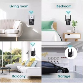 rock space WiFi Extender, AC1200 WiFi Repeater Coverage Up to 120m² for Socket, 5G&2.4G WiF