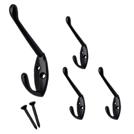 EAI Hat and Coat Hook for Coats Bath Towels 68x18mm Pack of 4 (Black)