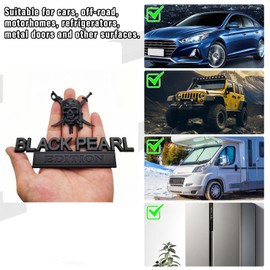 1 Set Skull Black Pearl Edition Car Emblem Metal Truck Badge Sticker Trunk Side Rear Front Hood Door Bumper 3D Letters Decal Exterior Accessories - Fits All Car Makes and Models (Black)