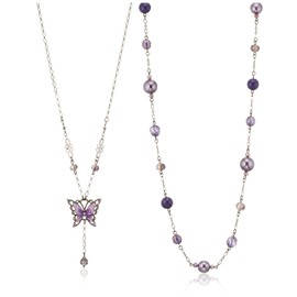 Anna Sui SAMN190655XV Butterfly Motif 2-Piece Necklace Set, Metal, No Gemstone