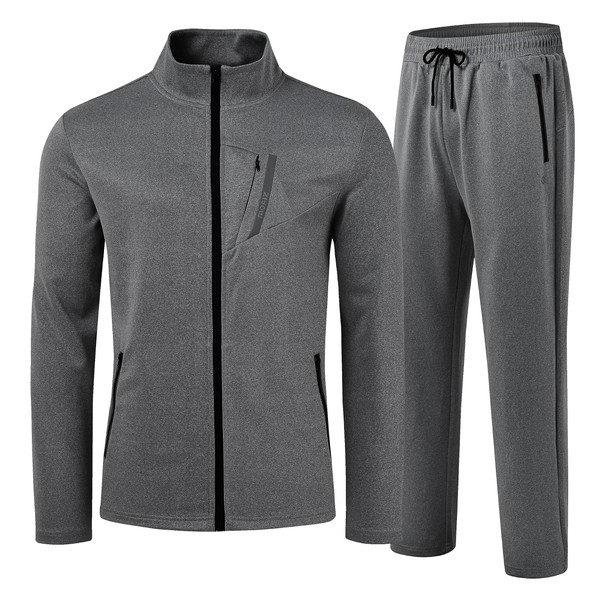 MoFiz Mens Activewear Full Zip Sweatsuit Long Sleeve Warm Sports