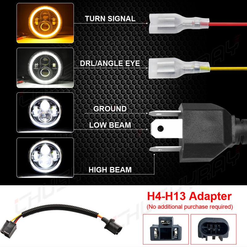 CHUSYYRAY 7" LED Headlamp Headlights & 4'' Fog Lights for
