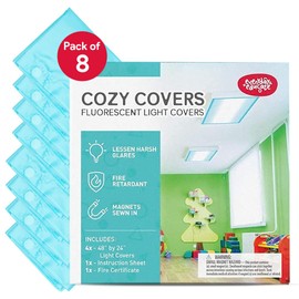 Fluorescent Light Covers for Ceiling Lights - Flicker & Glare Reducing Filters for Ceiling Lights - Overhead Light Covers - Light filters for Classroom and Office - 48" x 24", Blue (8 Pack)