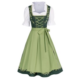 JASAMBAC Women's Dirndl 3-Piece Oktoberfest Dirndl Costume Dress Dirndl Dresses Carnival Oktoberfest Party Costume, Army Green