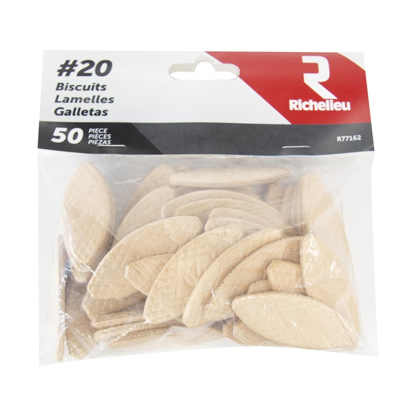 Richelieu R77162 Oval-Shaped Compressed Wood Joining Biscuits, #20, 50 Piece