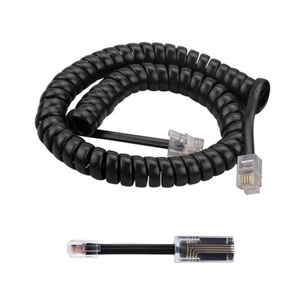 Telephone Cord Detangler,AIMIJIA Black Coiled Telephone Handset Cord 6 Ft