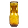 NOVICA Artisan Handblown Recycled Glass Carafe Amber Cup Yellow Mexico