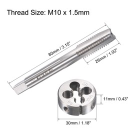 TOP-VIGOR M10 x 1.5mm Metric Left Hand Tap and Die Set, Machine Thread Screw Tap with Round Threading Die, Heavy Duty Tap & Die Kit for DIY, Repair, Cutting External and Internal Thread