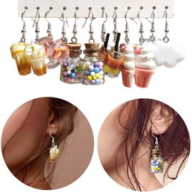 Dijes Comida Tea Tee Coleccin 11 pares de aretes duraderos de resina para manualidades para uso diario casual fiesta decoracin de orejas