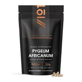 Pygeum Africanum Bark – Standardised 22% Phytosterols – 50,00mg Equivalent per Capsule - 100:1 Extract – High Strength Pygeum Bark Extract – 60 Vegan Capsules – by Alpha01