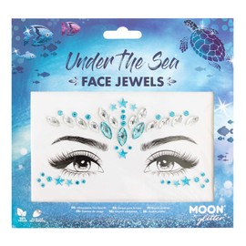 Moon Glitter Face Jewelry - Festival Gemstones for Face Body Crystal Makeup Eye Glitter Stickers Temporary Tattoo Jewels (1pc) Under the Sea