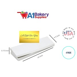 A1 Bakery Supplies 4pack Mens Tie/Socks White Gift Wrap Packaging Box with Decorative Stickers Tie Box Size 14 x 4.5 x 0.75"
