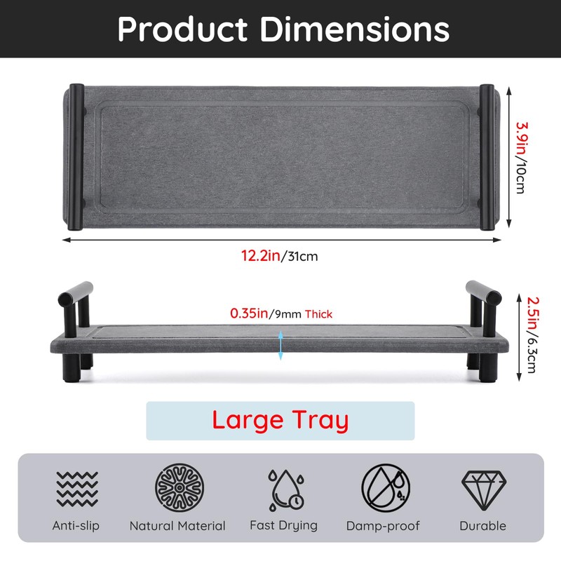 Segbeauty Stone Drying Tray, Water Absorbing Diatomite Tray with Handle
