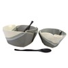 Contemporary Twist Salad and Soup Bowl Set in Grey/White, Handmade