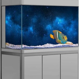 Dtekoj 36X24IN Starry Aquarium Background, Art Starry Fish Tank Decorations Background, with 8 EVA Double-Sided Tape