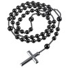 mookaitedecor Hematite Black Obsidian Crystal Necklace Healing Crystal Cross Pendant Necklace for Men, Reiki Spiritual Protection Religious Christian Gift Stone Beaded Cross Necklace Long Chain