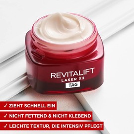 L'Oréal Paris Revitalift Laser X3 Anti-Aging Gesichtspflege-Set mit Pro-Retinol, Hyaluronsäure und Vitamin C, inklusive Tages- und Nachtcreme (2 x 50 ml).