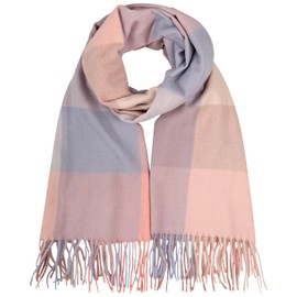 BLATIAL Womens Scarf Winter Blanket Cashmere Feel Large Scarves Thick Soft Warm Plaid Chunky Scarfs, D-Mix Light Pink