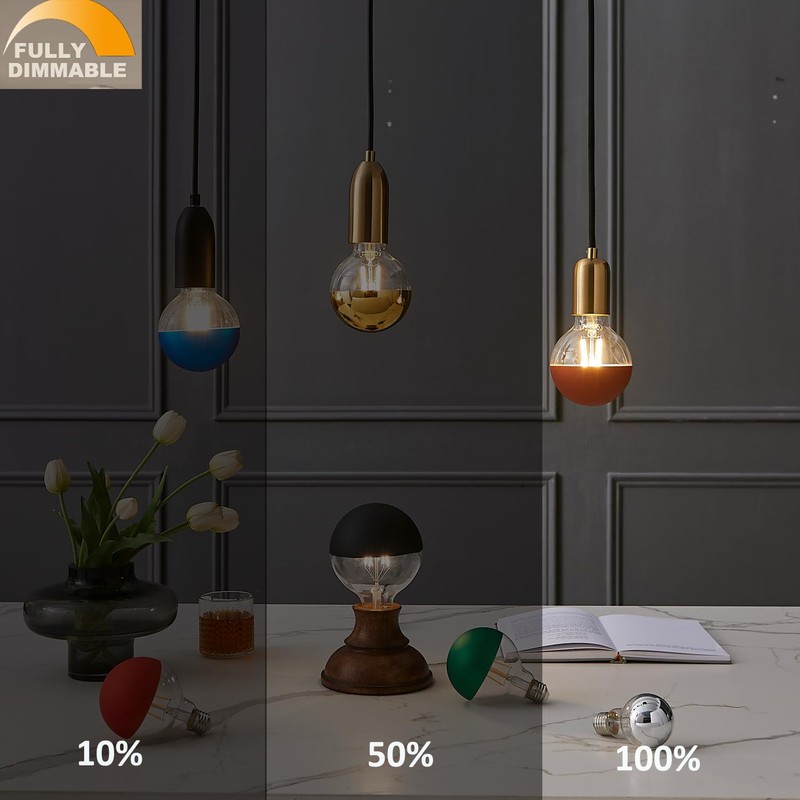 KarlunKoy Half Chrome Light Bulbs,Half Grey Tipped Dimmable 6W (Equivalent