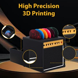 Guitar Picks Holder Box, Amp Speaker Pick Holder with 5 Celluloid Guitar Picks, Guitar Pick Storage Box Set for Guitar, Bass, Ukulele Players