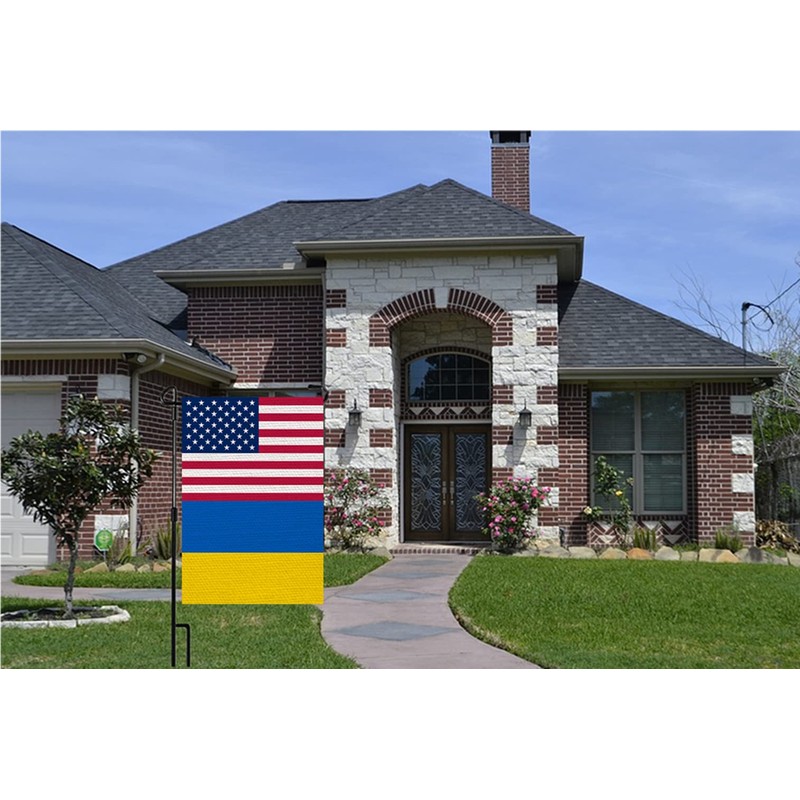 ANCONINE Double Sided Ukraine US Friendship Garden Flag 12x18 Inch