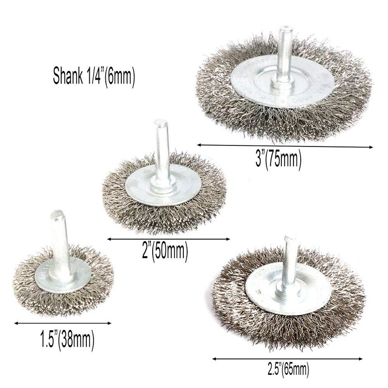 FPPO 7PCS Stainless Steel Wire Wheel Brush, Coarse Crimped Cup