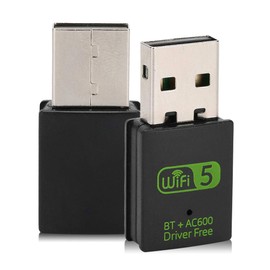 PUSOKEI Adaptador USB WiFi Bluetooth, Receptor Externo de Red Inalámbrica con Banda Dual de 600 Mbps 2.4 / 5Ghz, Mini Dongle WiFi para PC/Laptop/Escritorio