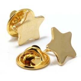 GOLD effect Star Pin Badge | 10 Pieces | (13mm) | Lapel Pin Badge School Reward for attendance or achievement | Employee of the month or Themed Party Costume Decorations.