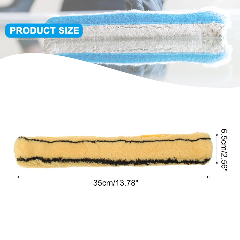 MECCANIXITY Microfiber Window Scrubber Replacement Head 14.57 Inch Yellow