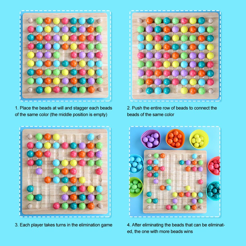Children Wooden Clip Beads Puzzle Board Hands Brain Training Bead