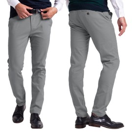 Mens Chino Pants Athletic-Fit Stretch Cotton Comfort Flat Front Casual Stretch Chino Pants All Waist 30W- 40W (Gray, 38W x 34L)