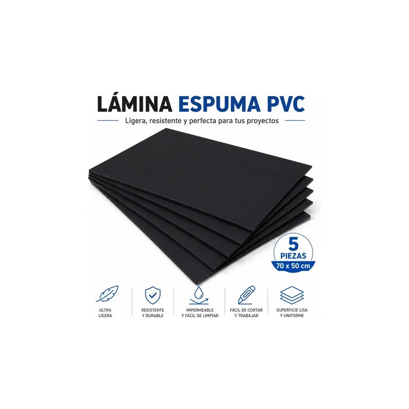 Lamina Espuma Pvc Carton Pluma Foamboard Corte 70x50cm 5 Pzs