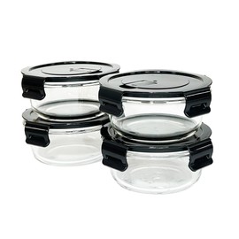 R.repad yay 12Oz Round Glass Food Containers With Lids, Small Round Glass Meal Prep Containers,1.5 Cup Clear Food Storage Containers With Lids BPA-Free, Microwave, Dishwasher, Freezer Safe（Black）