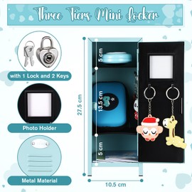 Vercraft 12 Pcs Mini Locker 10.8 Inch Miniature Storage with Lock and 2 Keys Small Cute Functional Locker for Desktop Bedroom Home Office(Green,Dinosaur)