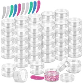 40 Pcs Plastic Cosmetic Containers with Clear Lids, 0.5 Oz Small Makeup Sample Jars Empty Pot Containers Round Travel Cosmetic Jars for Cream Powder Liquid Lotion Sample